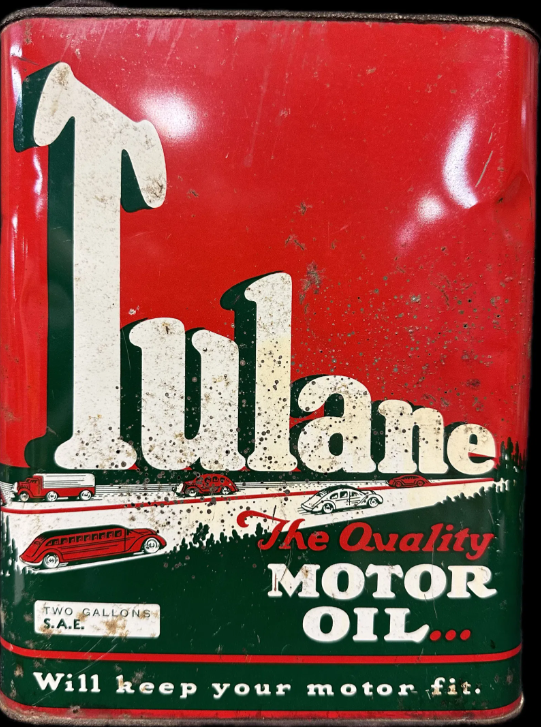 Tulane Motor Oil 2 Gallon 1930s SST Can