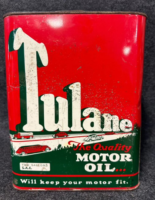 Tulane Motor Oil 2 Gallon 1930s SST Can