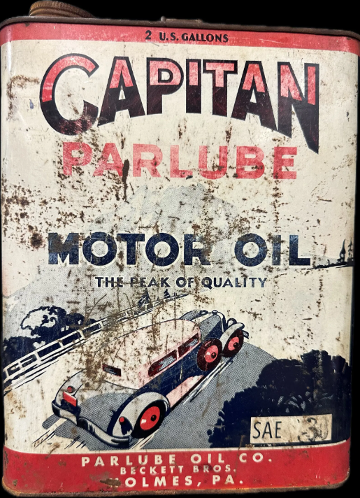 Capitan Parlube Peak Of Quality 2 Gallon Motor Oil SST Can Beckett Bros Holmes PA