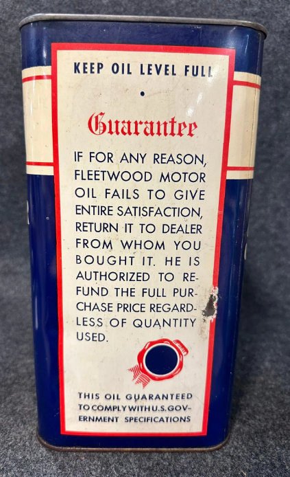 Fleetwood Aero Craft Motor Oil 2 Gallon SST Can w/ Airplane Graphics Traymore Lubricants New York