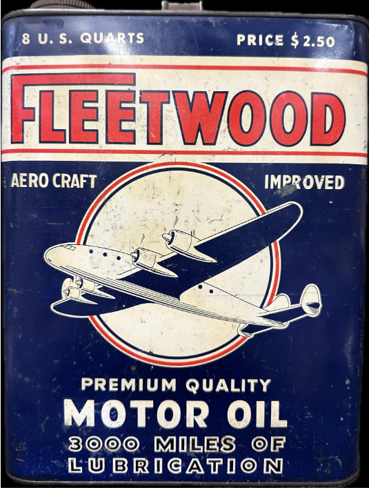 Fleetwood Aero Craft Motor Oil 2 Gallon $2.50 Pricer SST Can