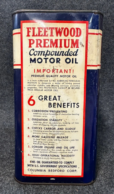 Fleetwood Aero Craft Motor Oil 2 Gallon $2.50 Pricer SST Can