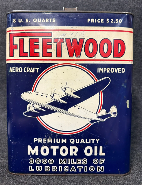 Fleetwood Aero Craft Motor Oil 2 Gallon $2.50 Pricer SST Can