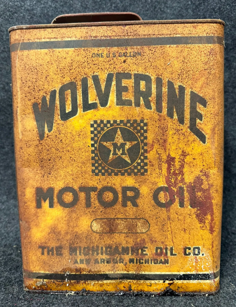 Wolverine Motor Oil Scarce 1 Gallon Slim SST Can The Michigamme Oil Co Ann Arbor Michigan