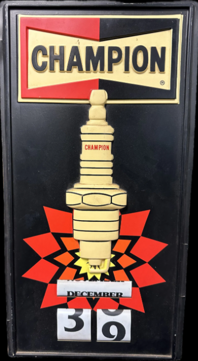 Champion Spark Plugs Plastic Molded Calendar Sign
