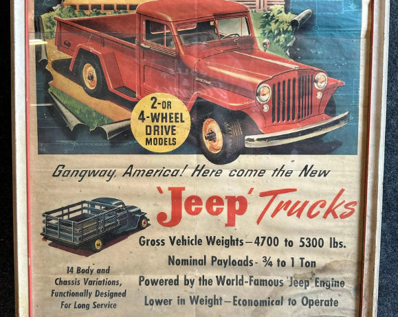 Jeep Trucks Willys Overland Motors Toledo Ohio Original Framed Paper Poster