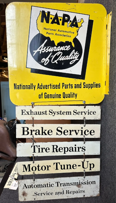 NAPA Association of Quality Original 1950s DST Flange Sign w/ Hangers