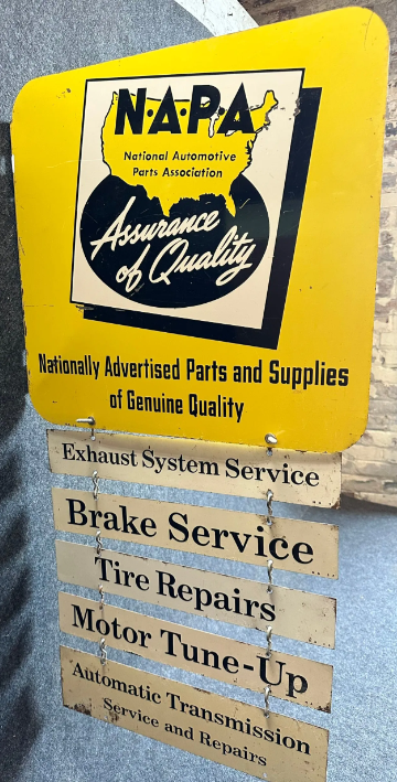 NAPA Association of Quality Original 1950s DST Flange Sign w/ Hangers