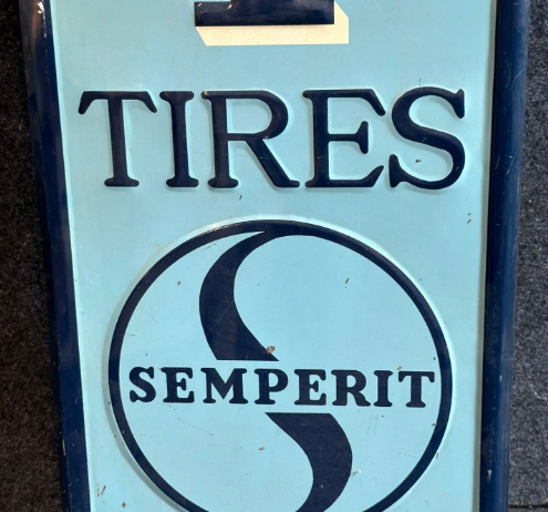 Semperit Tires Embossed Two Tone Blue SST Sign