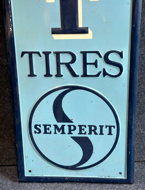 Semperit Tires Embossed Two Tone Blue SST Sign