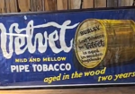 Velvet Mild and Mellow Pipe Tobacco Linen Cloth Banner Sign