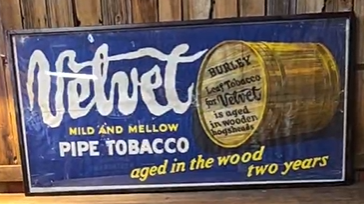 Velvet Mild and Mellow Pipe Tobacco Linen Cloth Banner Sign