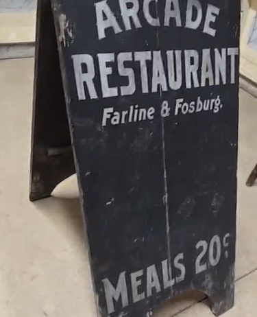 Arcade Restaurant Meals 20 Cents Wood Two-Sided Sidewalk Sign