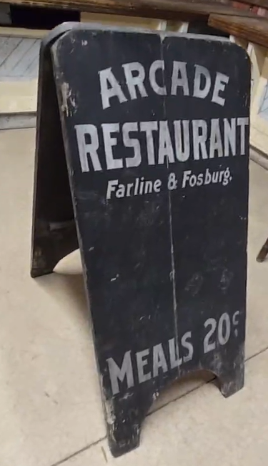 Arcade Restaurant Meals 20 Cents Wood Two-Sided Sidewalk Sign