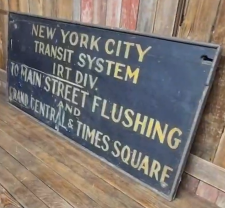 New York Transit System Grand Central and Times Square Directional Wood Sign