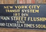 New York Transit System Grand Central and Times Square Directional Wood Sign