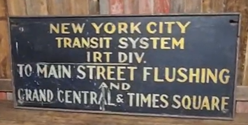 New York Transit System Grand Central and Times Square Directional Wood Sign