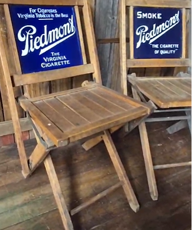 Piedmont Tobacco for Cigarettes Folding Chairs with DSP Signs