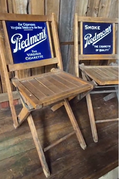 Piedmont Tobacco for Cigarettes Folding Chairs with DSP Signs
