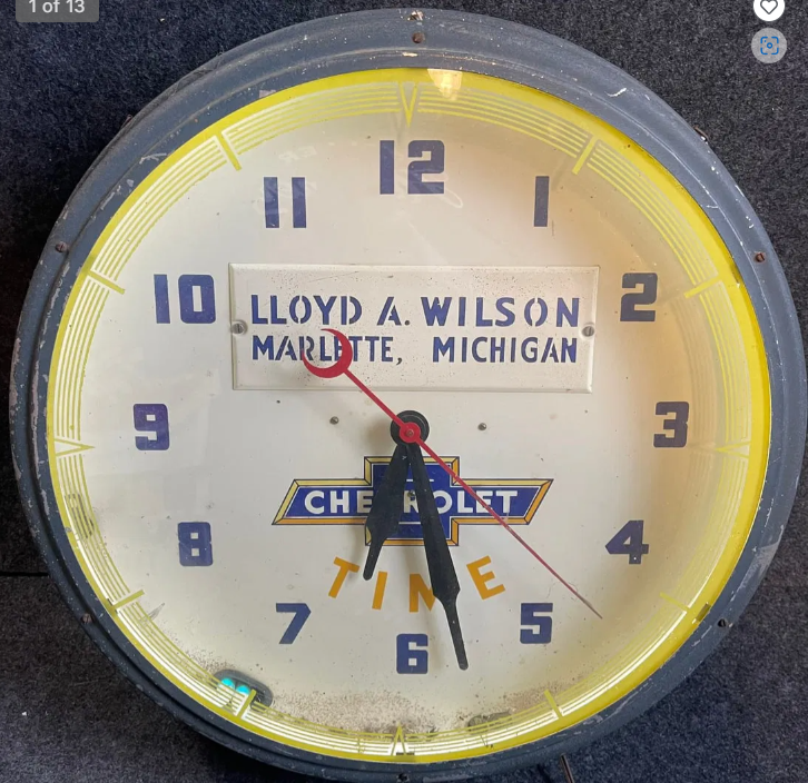 Lloyd A. Wilson Chevrolet Dealership 20″ Neon Advertising Clock