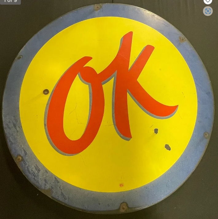 OK Used Cars 1950s SSP Chevy 36 Inch Sign