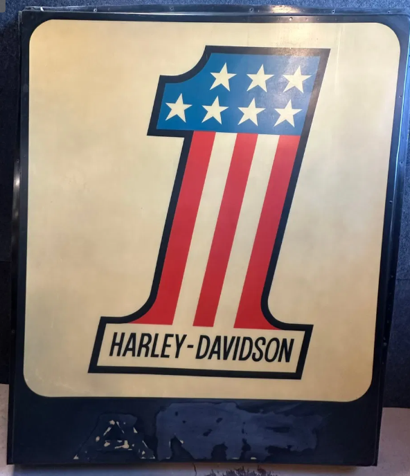 Harley Davidson #1 AMF Plastic Lighted Advertising 6′ Tall Sign Panel