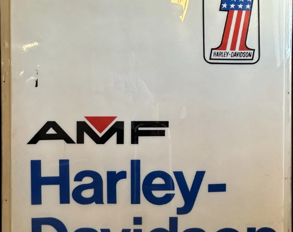 AMF Harley Davidson #1 Original Motorcycle Plastic Lighted Advertising 6′ Tall Sign Panel