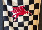 Large 1950s Mobil Oil with Pegasus Canvas Checkered Racing Flag