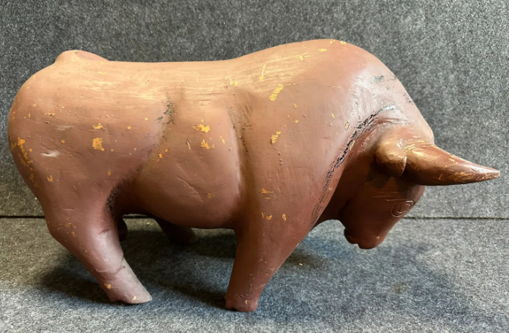 Carved Wood Bull Cow Butcher Shop Advertising Sign Display Piece