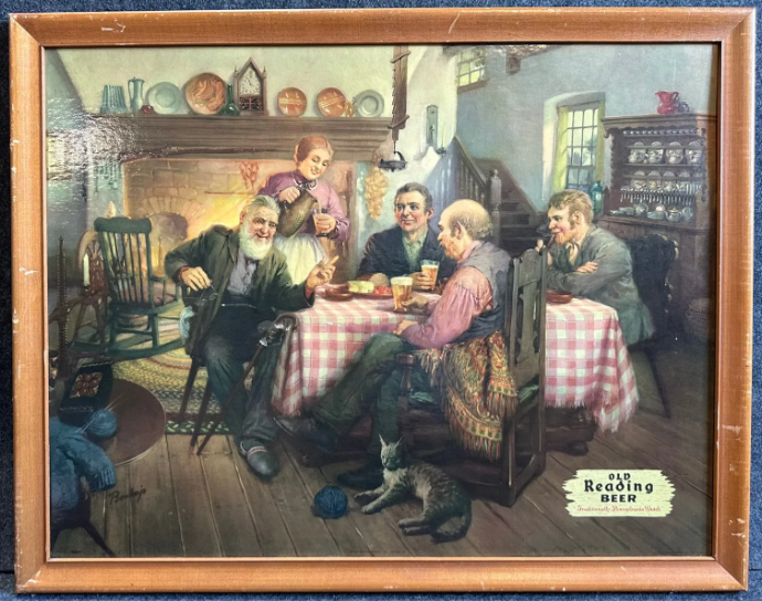 Old Reading Beer Framed Cardboard Sign