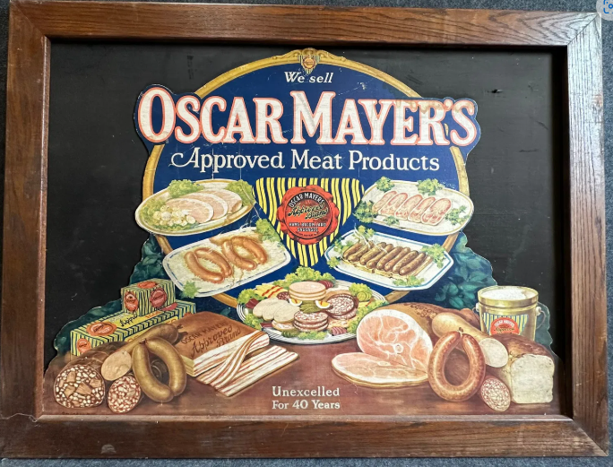 Oscar Mayer’s Approved Meat Products General Store Cardboard Advertising Sign