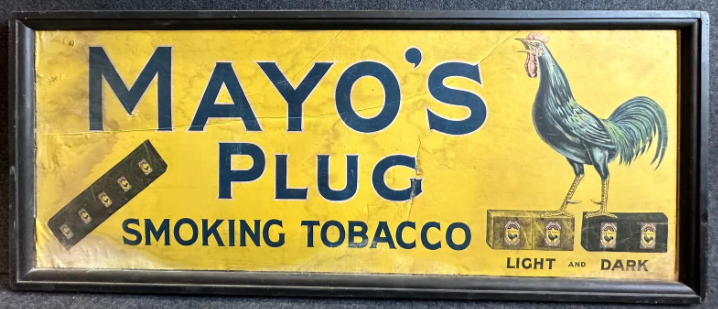 Mayo’s Plug 5′ Wood Framed Canvas Advertising General Store Banner