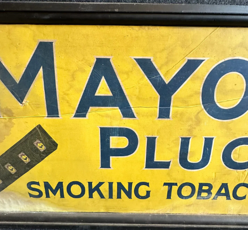 Mayo’s Plug 5′ Wood Framed Canvas Advertising General Store Banner