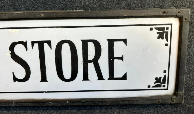 Riddle’s Drug Store Early 1900s Porcelain Etched Advertising Store Sign