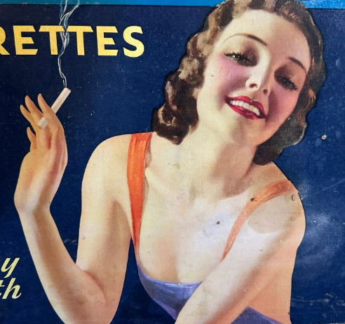 Old Gold Cigarettes Flapper Girl Cardboard Easel Back Sign