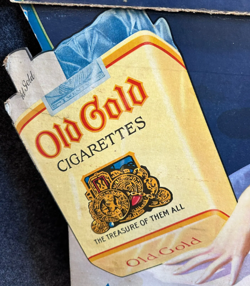 Old Gold Cigarettes Flapper Girl Cardboard Easel Back Sign