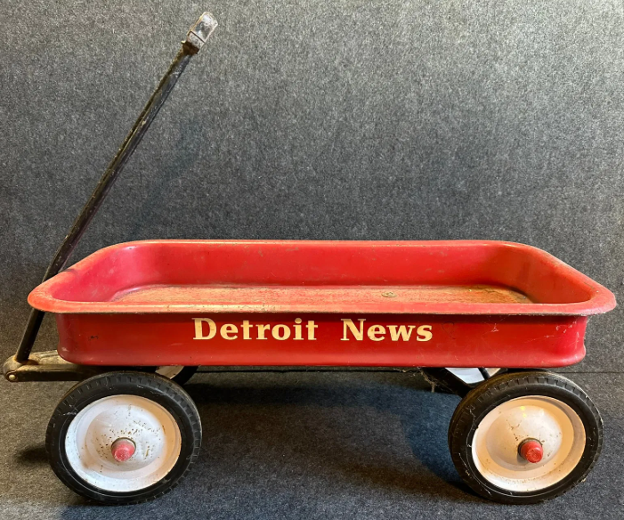 Detroit News Red Painted Children’s Pull Behind Wagon
