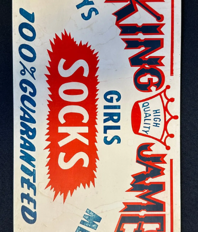 King James Socks DST Rack Topper Sign