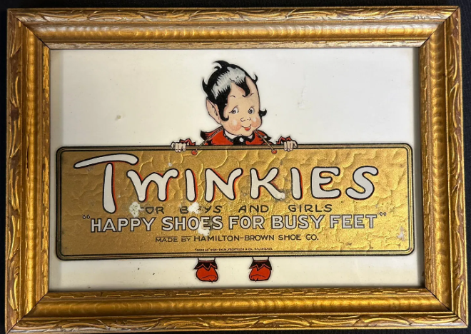 Twinkies For Boys & Girls Happy Shoes Milk Glass Sign w/ Cupie