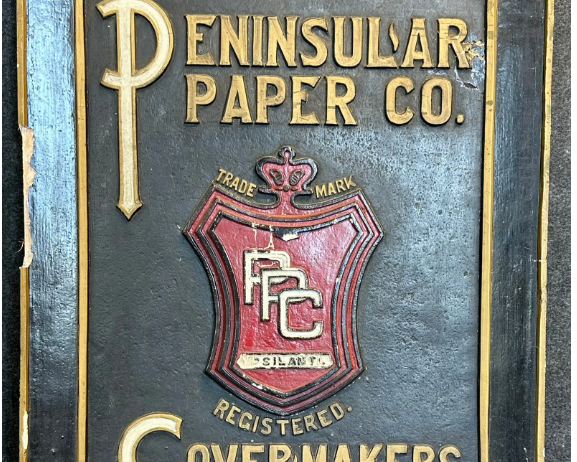 Peninsular Paper Co Cover Makers Ypsillanti Michigan Advertising Plaster Sign