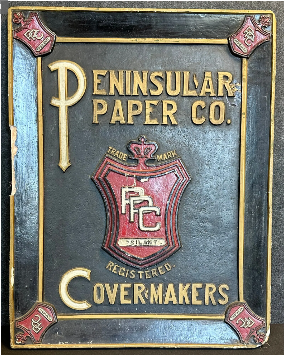 Peninsular Paper Co Cover Makers Ypsillanti Michigan Advertising Plaster Sign
