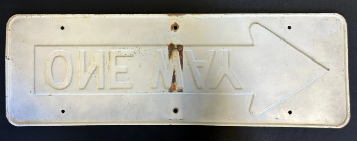 One Way Embossed Heavy Stamped Steel Sign