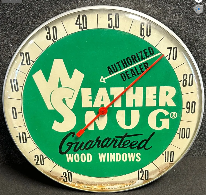 Weather Snug Wood Windows 12″ Glass Face Dial Thermometer