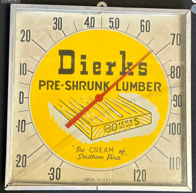 Dierks Pre-Shrunk Lumber Glass Face 12″ Dial Thermometer