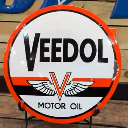 Veedol Motor Oil Convex Domed SSP 19 Inch Sign