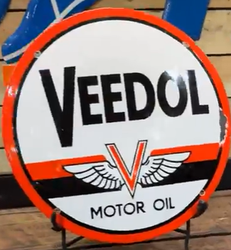 Veedol Motor Oil Convex Domed SSP 19 Inch Sign