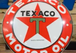 Texaco Motor Oil Black T SSP Convex 25 Inch Foreign Sign