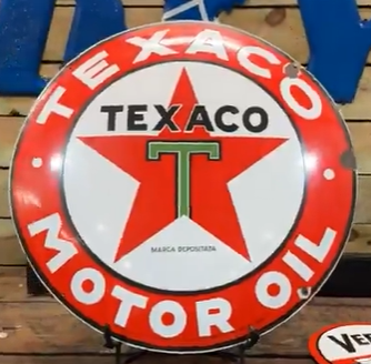 Texaco Motor Oil Black T SSP Convex 25 Inch Foreign Sign