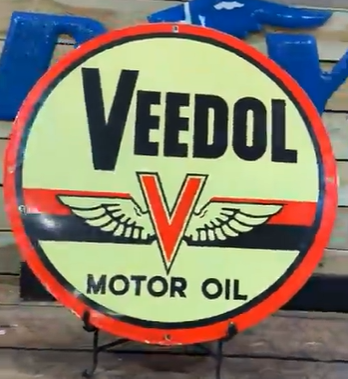 Veedol Motor Oil Cream Color SSP 27 Inch Sign