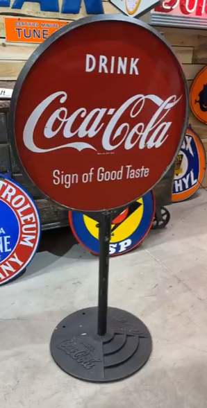 Drink Coca-Cola Sign of Good Taste Double Sided Lollipop Sign on Base